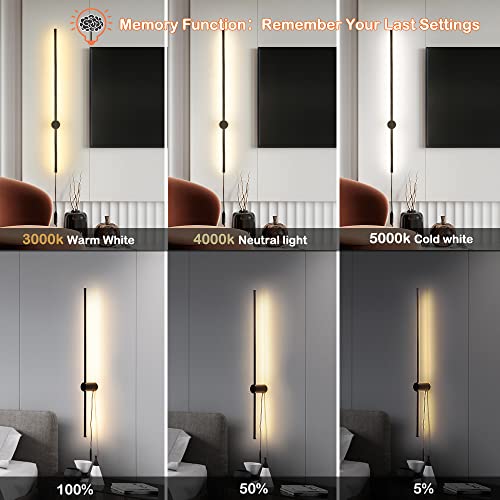 Ditoon Rc Dimmable Modern Plug In Wall Sconce Set Of Two Led Black Wall Lights With Dimmer 39.4 Inches Wall Lamp With Memory Function Original Brand Lighting #TOP2