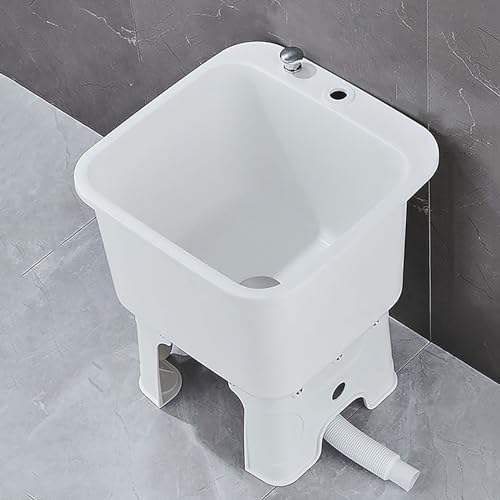 Fregadero Para Piso, Fregadero Comercial, Tina Utilitaria, Lavabo De 60 Cm De Profundidad Con Colador De Drenaje, Ideal Para Cocina, Restaurante Y Limpieza De Garajes. Fregadero Blanco Para Una Elimi