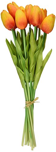 10pcs orange latex real touch tulip flower with leaves for weddin…
