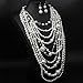 Thkmeet Gatsby 1920s Multilayer Faux Pearl Necklace Long Sweater Chain Necklace Earrings for Women Vintage Bridal Jewelry Set