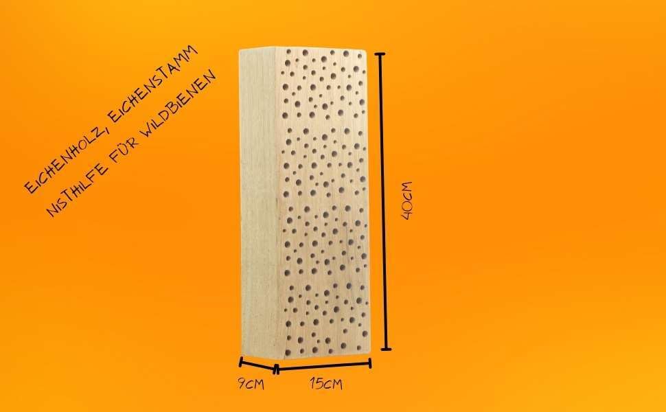 Nistblock Hartholz Insekten Nisthilfe (naturbelassen, 40 cm)