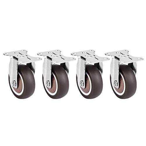Wincal Fixed Caster, 4Pcs 2 Inch TPE Rubber Movable Silent Chair Fixed Rubber Casters for DIY Trolley, Mobile Shopping Carts
