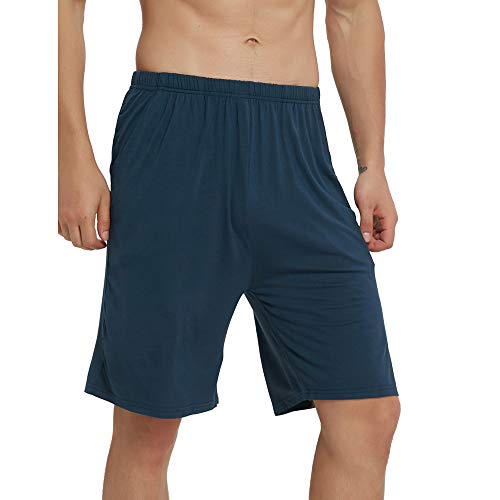 Image of JINSHI Men's Pajama Shorts Soft Comfortable Lightweight Elastic Drawstring Men Lounge Sleep Shorts with Pockets