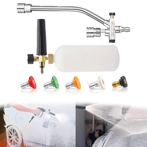 2-In-1 High-Pressure Car Washer Nozzle Accessories, Foam Dual Connector Accessory, Dual Purpose Switch Spray Gun, with 5 Pressure Washer Sprayer Nozzles, for Car Washing and Cleaning (Set B)