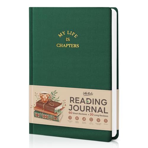 WEMATE Reading Journal - 80 Reviews & 5 Bookmarks Reading Log Book Journal for Book Lovers Gifts with 220 Pages Reading Tracker for Progress & Notes A5 (Green)