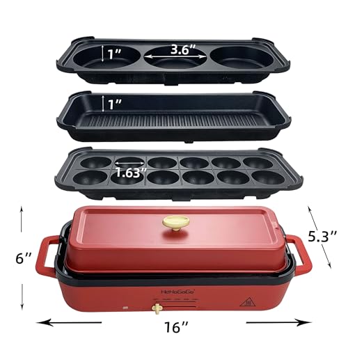 HeHoGoGo Multifunctional Electric Griddle Electric Grill Nonstick Baking Maker with 3 Interchangeable Pans For Takoyaki Cake Pop/ Mini Pancake/ Fried Steak by HeHoGoGo - Image 4