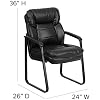 Flash Furniture Isla LeatherSoft Executive Side Reception Chair with Padded Arms and Sled Base, Upholstered Side Chair for Living Room/Office, Black