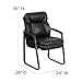 Flash Furniture Isla LeatherSoft Executive Side Reception Chair with Padded Arms and Sled Base, Upholstered Side Chair for Living Room/Office, Black