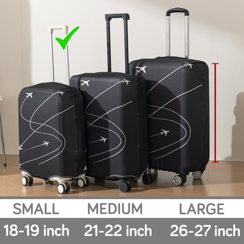 Image of HOKIPO Suitcase Covers for Trolley Suitcase, 220gsm Durable and Washable, Small (18-19inch) - Flight Path (AR-6343-D17)