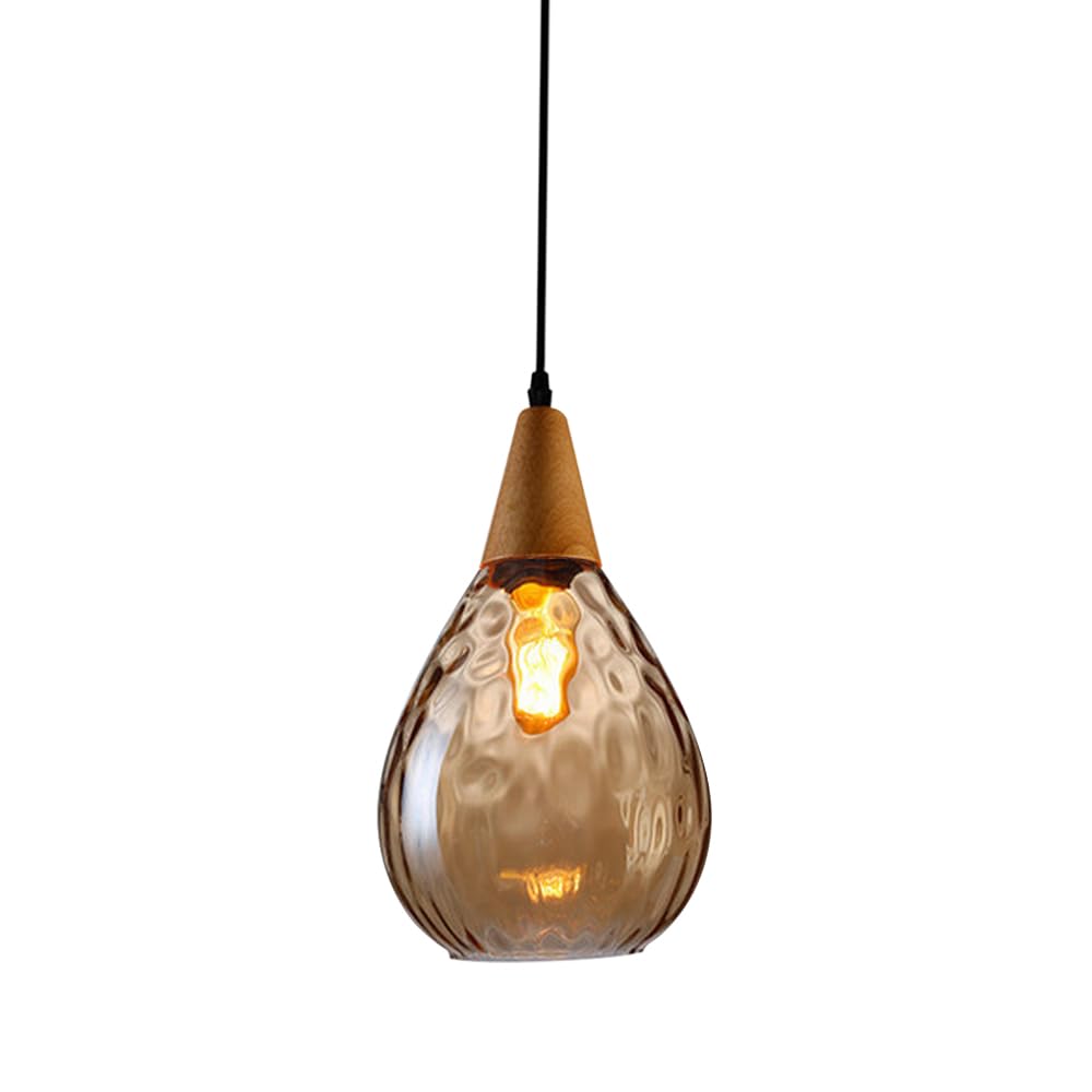 Jadssox Lámpara colgante de isla de cocina de vidrio con patrón de agua, casquillo E27, lámparas colgantes de cocina vintage modernas, luces colgantes de techo para dormitorio, cafetería club (1 paque