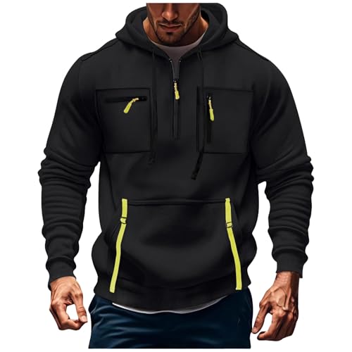 DESKABLY Hoodies for Men Quarter Zip Tactical Pullover Sweatshirt Casual Fashion Plus Size Long Sleeve Workout Athletic Tops