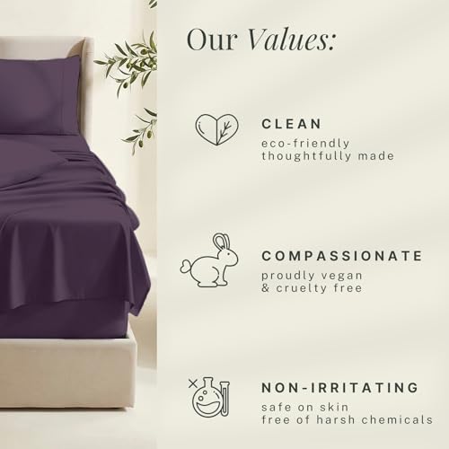 Image of Hearth & Harbor Extra Deep Pocket Sheets - Fits Mattress 18-24 Inches Deep - Extra Deep Pocket Split King Size Sets - 7 Piece Split King Size - Eggplant