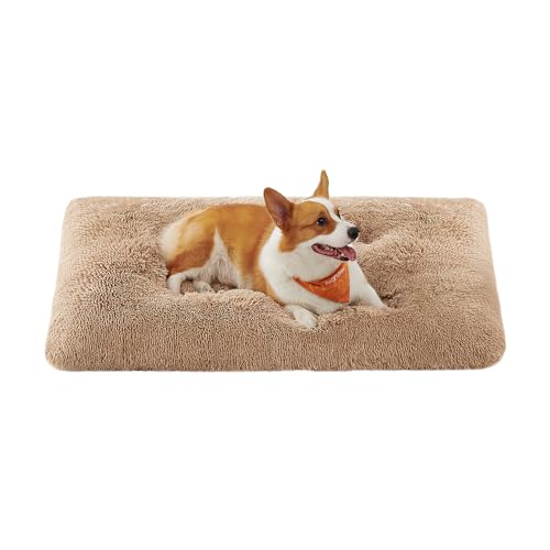 Feandrea Cama para Perros, Sofá para Mascotas, 110 x 73 cm, Lavable, Cojín para Perros, Marrón Camello PGW203K01
