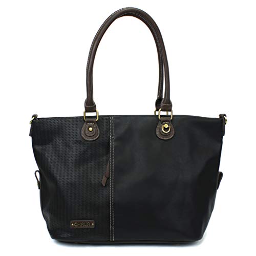 Bolso Tote CHALA Laser Cut en piel sintética negra miniatura 6