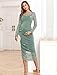 AISWI Maternity Mesh Dress Ruched Side Round Neck Pregnancy Dresses Baby Shower Wedding Guest Cocktail Party 2025 Fall, 5.Sparkly Sage Green, XX-Large