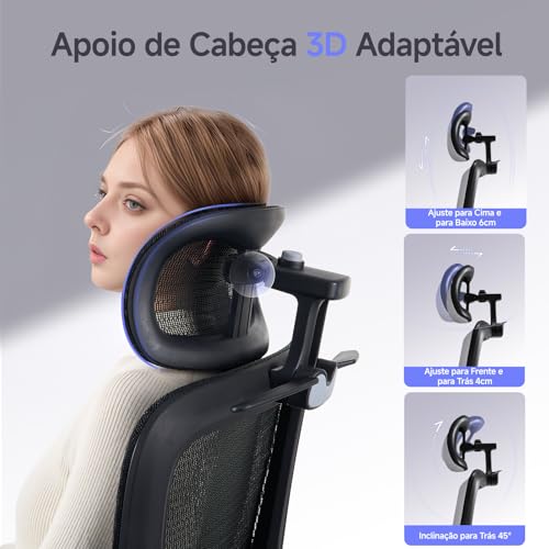 LarkLeaves Cadeira de Escritório com Descanso para os Pés, Cadeira Ergonômica com Encosto de Cabeça