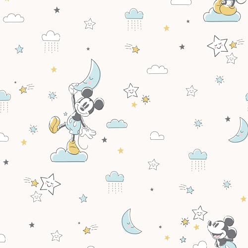 Image of Lambs & Ivy Disney Baby Moonlight Mickey Mouse Fitted Crib Sheet - White