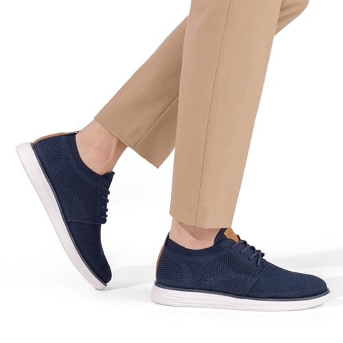 Bruno Marc Bruno Marc Men's KnitFlex Breeze Mesh Sneakers Oxfords Lace-Up Lightweight Casual Walking Shoes,Size 8.5,Dark/Blue,GRAND-01
