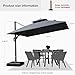 PURPLE LEAF 10FT Cantilever Outdoor Umbrellas Large Patio Umbrella Hanging Double Top Square Offset Umbrella with 360°Rotation Tilting Umbrella Outdoor Patio, Grey
