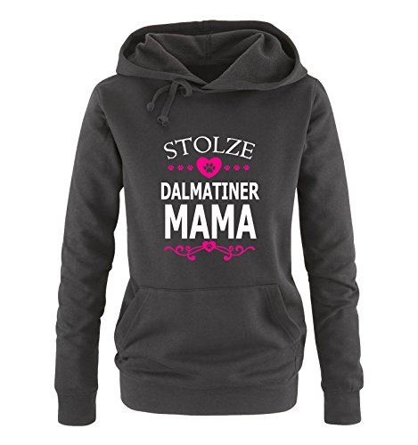 Stolze Dalmatiner Mama - Herz - Damen Hoodie - Schwarz/Weiss-Pink Gr. XL