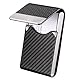 HonGien Visitenkartenhalter PU Leder Visitenkartenhalter Metall Visitenkartenetui Tasche Edelstahl Visitenkartenetui mit Magnetverschluss für Reisen und Arbeit, Schwarz