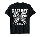 Race Day Vibes Checkered Coquette Bow Car Racing men women T-Shirt