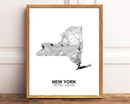 Eleville 8X10 Unframed New York United States Country View Abstract Road Modern Map Art Print Poster Wall Office Home Decor Minimalist Line Art Hometown Housewarming Wgn188 #TOP2