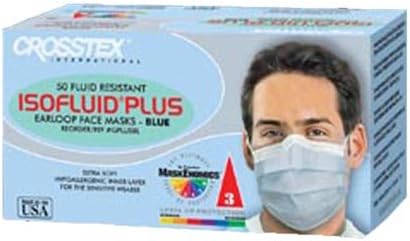 Crosstex GPLUSKA Latex-Free Isofluid Plus Earloop Mask, Kaleidoscope (Pack of 50),Blue