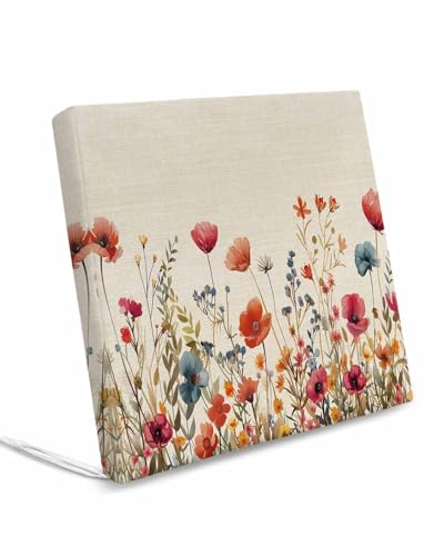 Homechoid Floral Red Indoor Outdoor Couch Cushion Covers Replacement 4 Pack, Vintage Botanical Spring Summer Garden Herbs Waterproof Chair Sofa Seat Cover with Ties 22x22x4