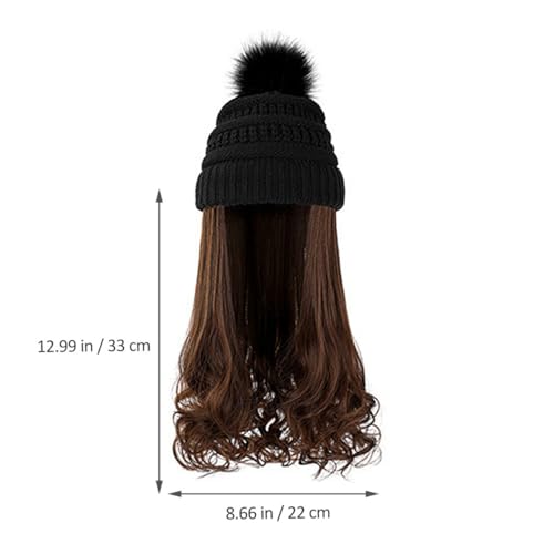 Gorro de lana stretchable YARNOW para mujer con extensiones de pelo 2