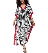 Kaftan Dresses for Women V-Neck Print Swimsuit Cover Up Plus Size Beach Caftan Lounge Dress