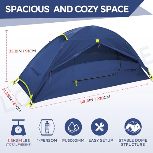 Image of Clostnature Lightweight Tent for Backpacking - 1 /2 /3 /4 Person Ultralight Backpacking Tent, Waterproof Easy Setup Camping Tent, Hiking Tent for Outdoor, Hiking and Mountaineering
