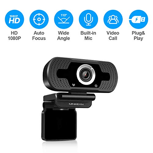 Webcam with Microphone, HD 1080P Computer USB Webcams for Desktop/Laptop External PC Camera