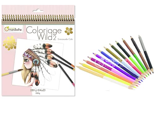 Carnet à spirale Wild et crayons double pointes Avenue Mandarine à offrir