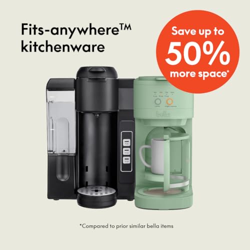 Image of BELLA VersaBrew 2-in1 Coffee Maker, K-Cup compatible, Brew 3 Sizes Carafes & Single Serve Cups, Dishwasher Safe Reusable Filter & Filter Holder, Iced Coffee Function, 60oz Tank, Seaglass