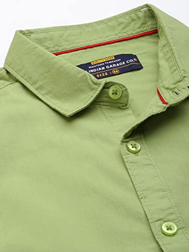 Image of The Indian Garage Co Men Slim Fit Solid Full Sleeves Cutaway Collar Casual Shirt