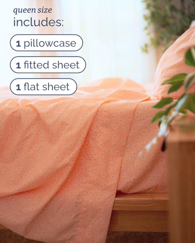 Image of Queen 4 Piece Floral Sheet Set - Soft, Breathable & Cooling - Blush Daisies