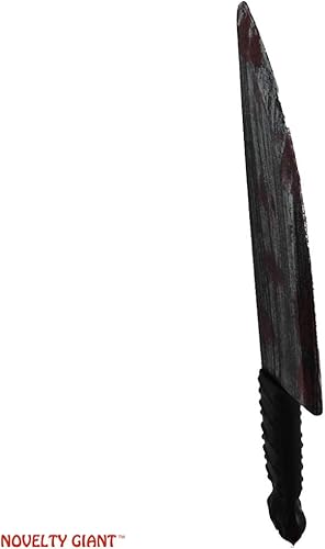 Miniatura 5 de NOVELTY GIANT WWW.NOVELTYGIANT.COM Cuchillo sangriento plástico jumbo del carnicero con el apoyo del traje de la manija del cráneo