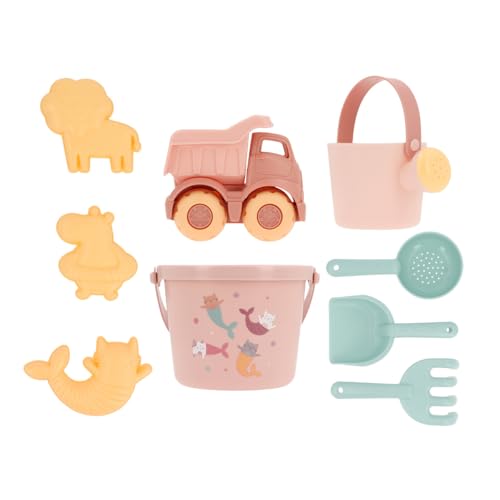 Monnëka Set de Jouets de Plage | Jouets de Sable Écoresponsables et Sûrs dès 6 Mois | Kit avec Seau, Pelles, Râteau, Arrosoir et Camion | Facile à...