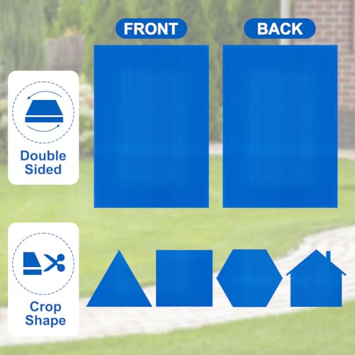 Image of AHANDMAKER 5 Pcs Blue Corrugated Plastic Sheets, 7.8x11.8 Inch, 3mm Thick Blank Yard Signs for DIY Crafts, Indoor and Outdoor Party Decor