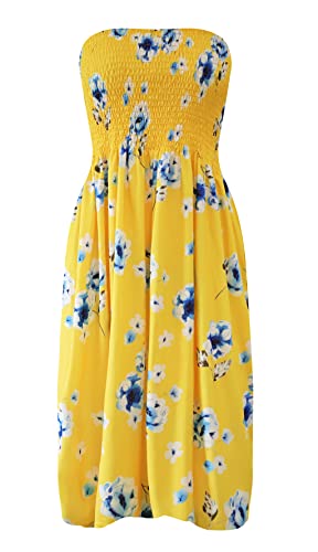Image of Zyyfly Tube Top Dress Women Summer Beach Coverup Stretch Smocked Strapless Dress