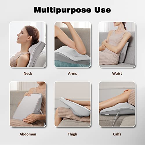 Image of Boriwat Back Massager with Heat, 3D Kneading Massage Pillow for Back, Neck, Shoulder, Leg Pain Relief Deep Tissue, Gifts for Women Men Mom Dad(Light Gray)