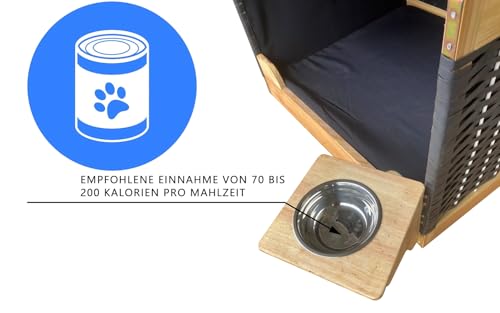 Hundebett Katzenbett Hundestrandkorb Haustierbett Polyrattan gewebt für Innen- und Außenbereich, schwarz, gestreift, Holz, Kunststoff,Maße: 80L cm x 65B cm x 96H cm
