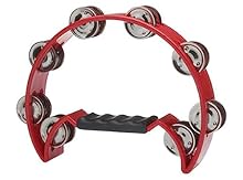 Cutaway plastic tambourine with 16 jingles red. Minimum ages is 4 years and above Black colour tambourine with silver jingles