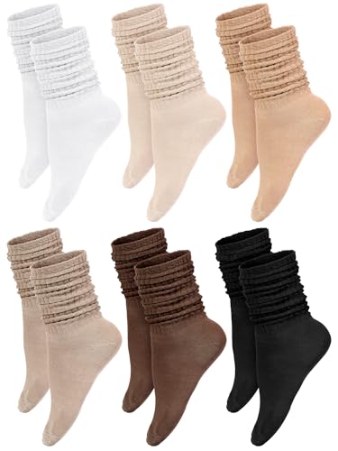 Bencailor 6 Pairs Women Slouch Fuzzy Socks Warm Cotton Scrunch Boot Winter Fluffy Slipper Socks