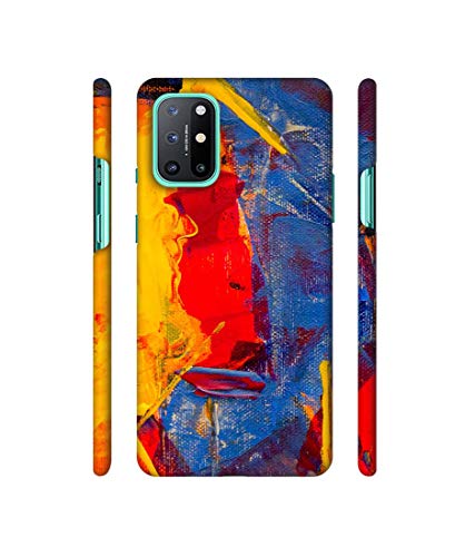 Image of Amazon Brand - Solimo Designer Yellow and Dark Blue Canvas 3D Printed Hard Back Case Mobile Cover for OnePlus 8T