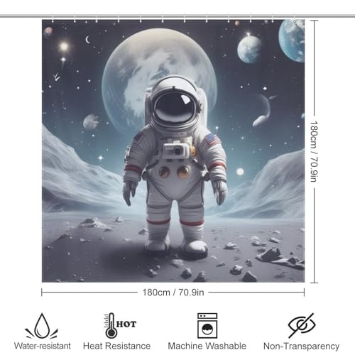 Astronaute rideau douche imperméable en polyester de 183x183 cm pour baignoire