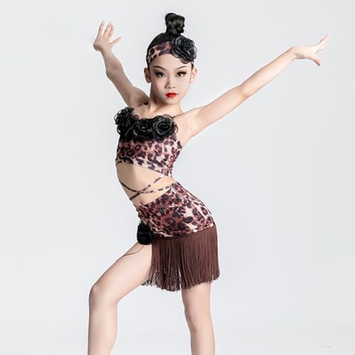Robe de danse latine léopard à franges pour éliminer la gêne pendant le cha-cha - 3