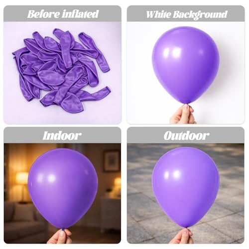 Image of Voircoloria 90pack Purple Balloons Different Size 18 /12 /10 /5 Inch Purple Balloon Garland Arch Kit for Halloween, Graduation, Wedding, Birthday, Baby Shower, Anniversary Party Decorations