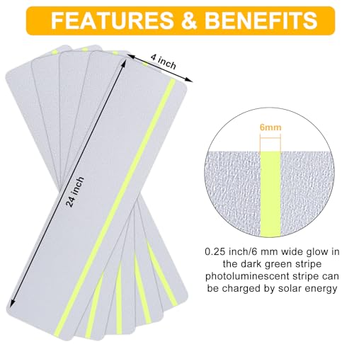 Image of Qingluan Anti Slip Tape Heavy Duty Grip Tape Non Slip Stair Treads Waterproof High Traction Safety Tape for Indoor Outdoor Stairs Steps Floors(Transparent Glow in The Dark Green,15-Pack 4 Inch x 24ft)